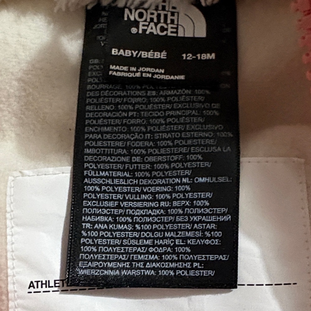 The North Face Pink Quilted Kids Hooded One-Piece Footie - Picture 7 of 7